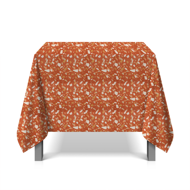 Fabric in viscose and linen with confetti - rust-colored