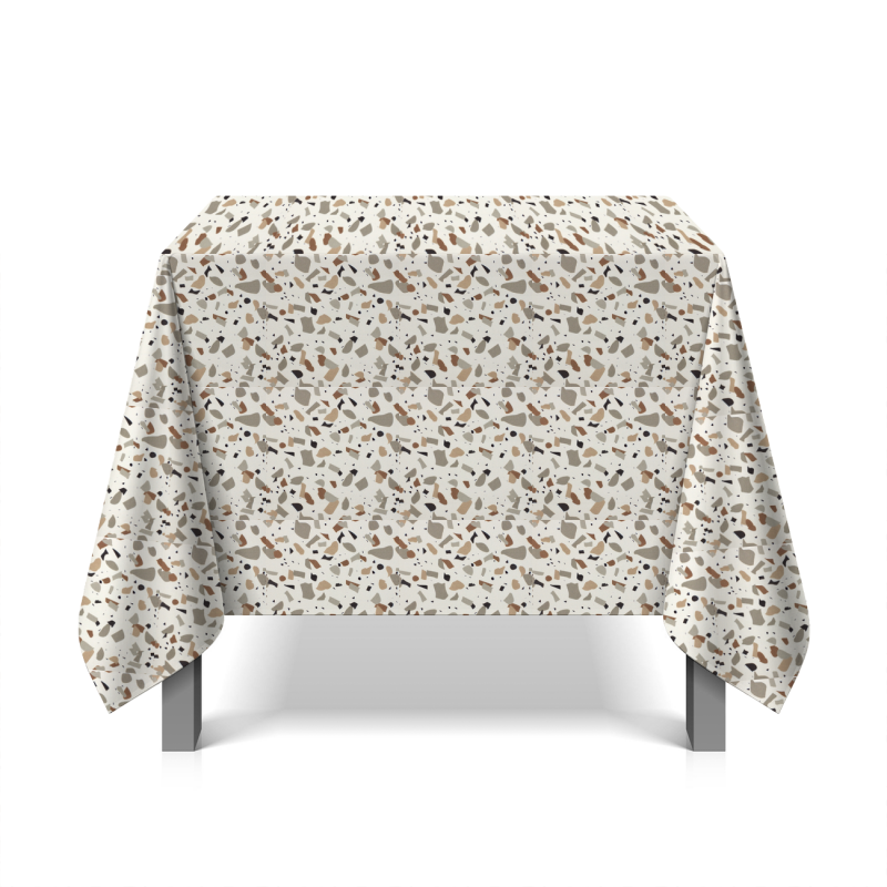 Cotton fabric with twill weave and terrazzo - greige / beige