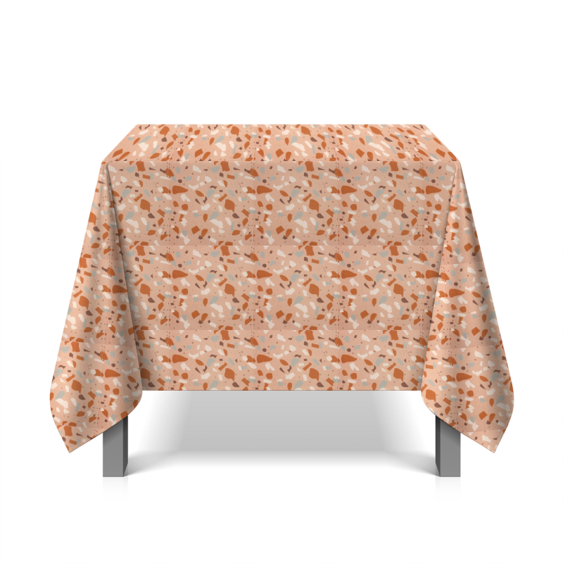 Cotton fabric with twill weave and terrazzo - salmon pink 