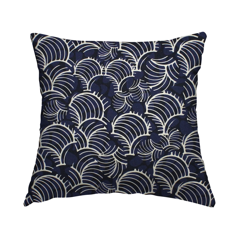 Cotton fabric with twill weave - navy blue and ecru