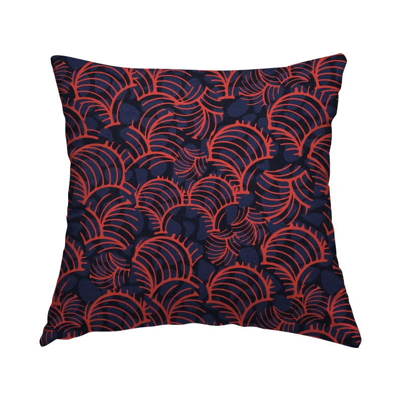 Cotton fabric with twill weave - navy blue and red