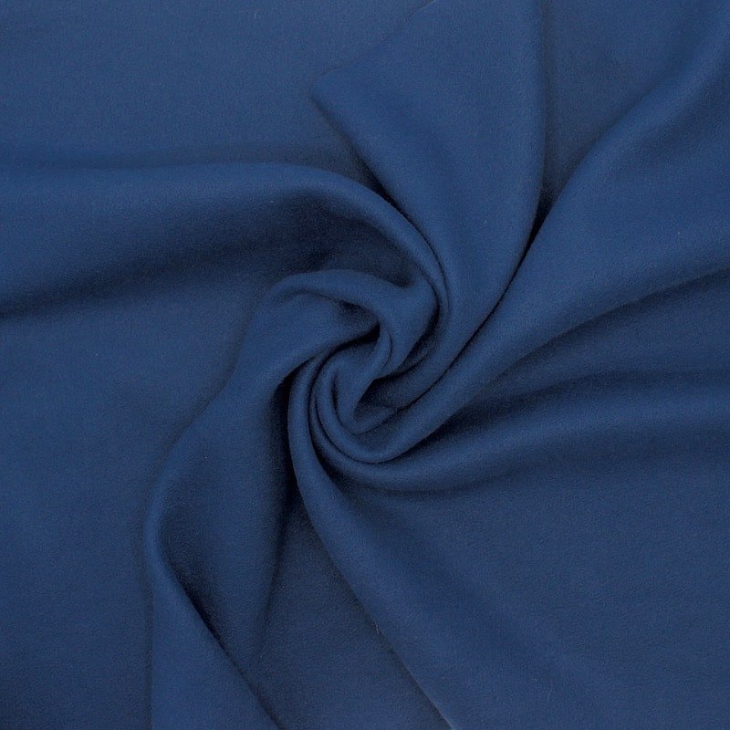 Rekbare fleece stof - marineblauw