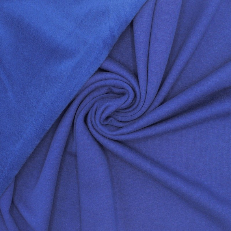 Sweatshirt stof met minky achterkant - blauw