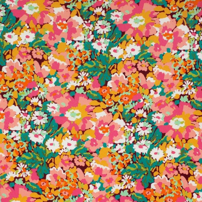 100% viscose fabric with flowers - multicolored 