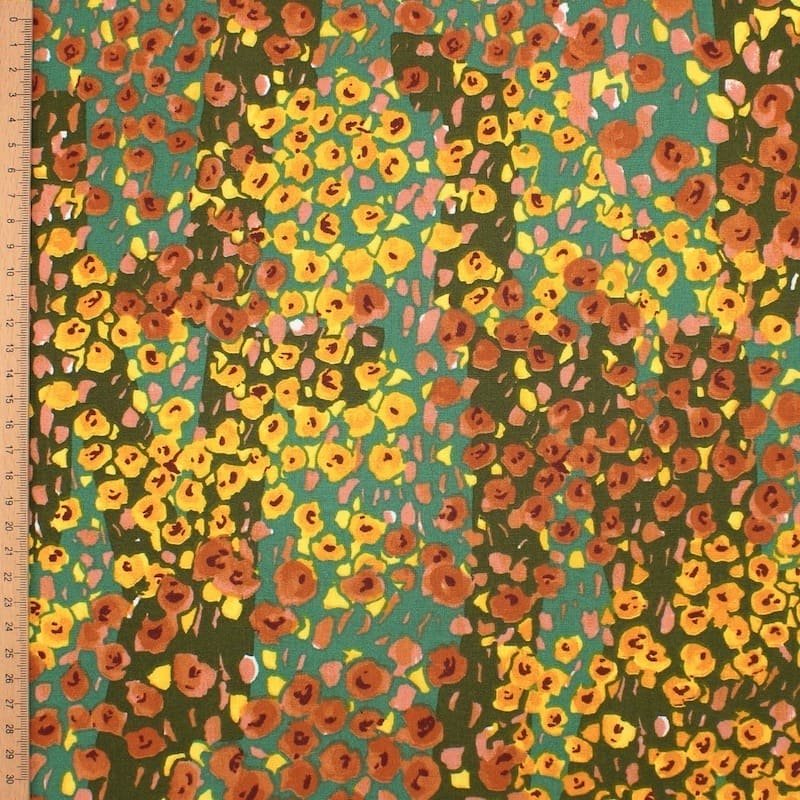 Tissu coton enduit fleurs - multicolore