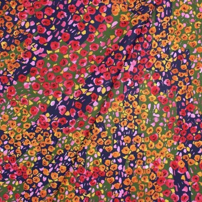 Tissu coton enduit fleurs - multicolore