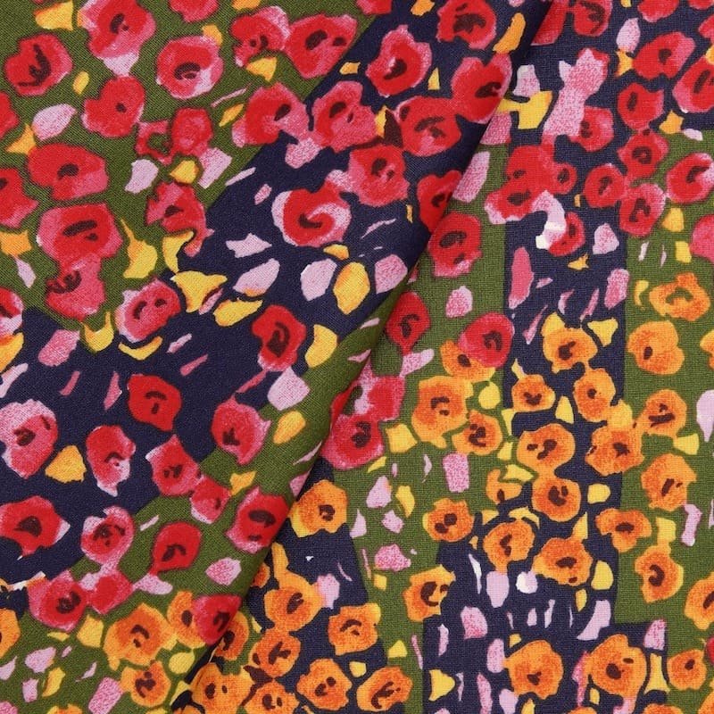 Coated cotton with flowers - multicolored 