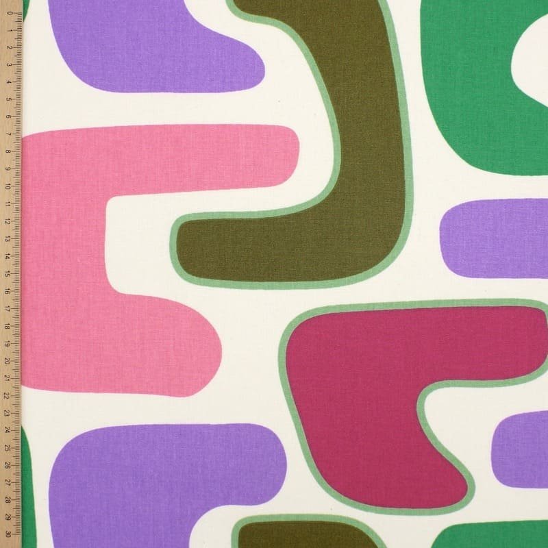Tissu coton enduit vintage- multicolore