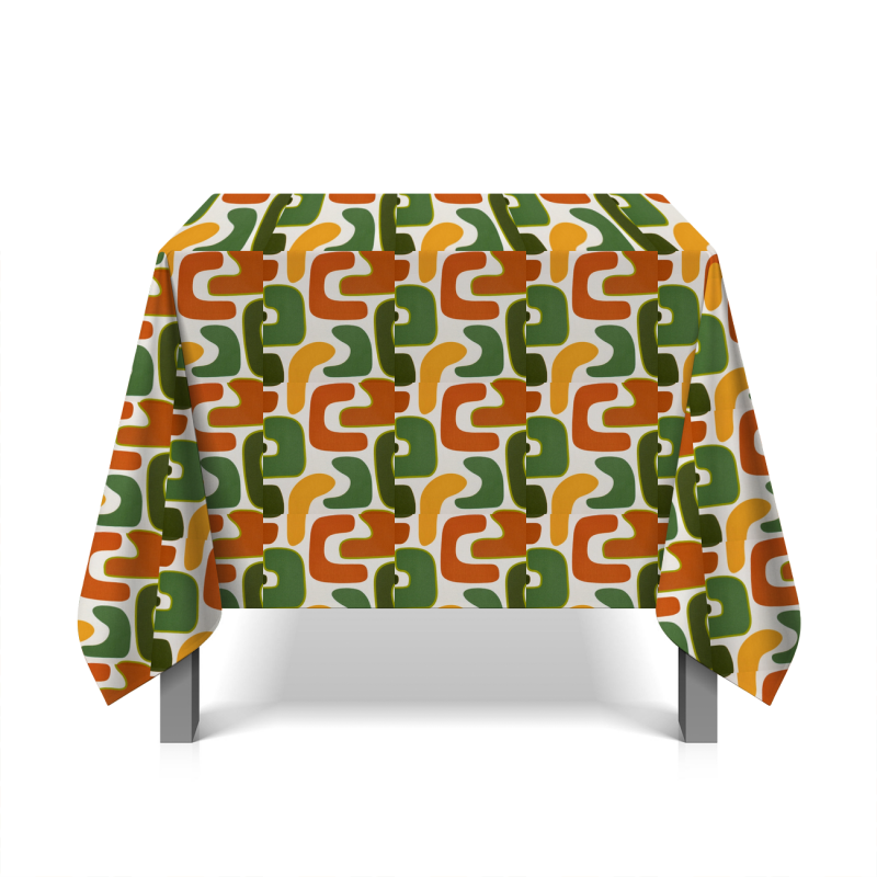 Coated cotton with vintage print - green and rust-colored