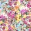 Coated cotton with flowers - pink
