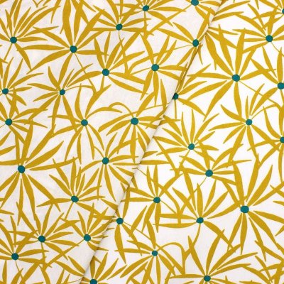 Coated cotton with plants - mustard yellow