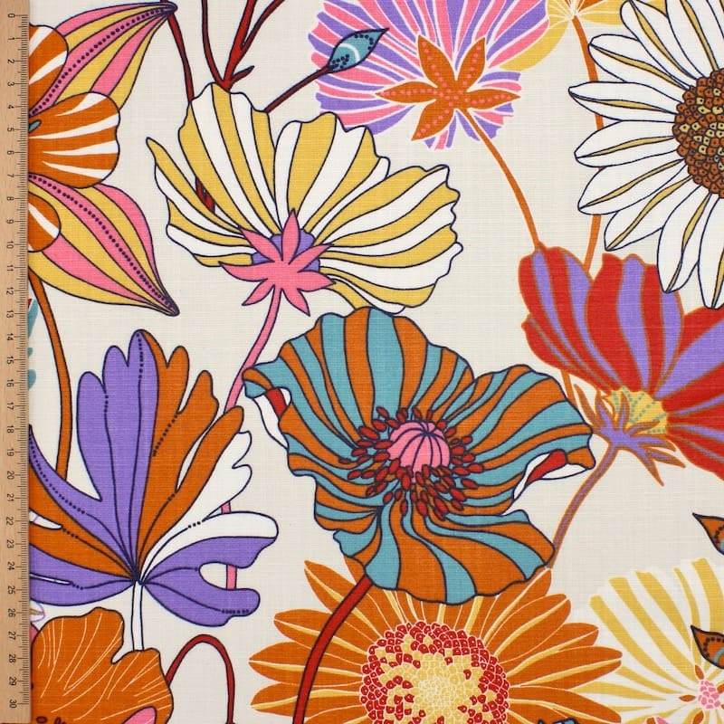 Gecoate katoen canvas met mandweefsel - kleurrijk 