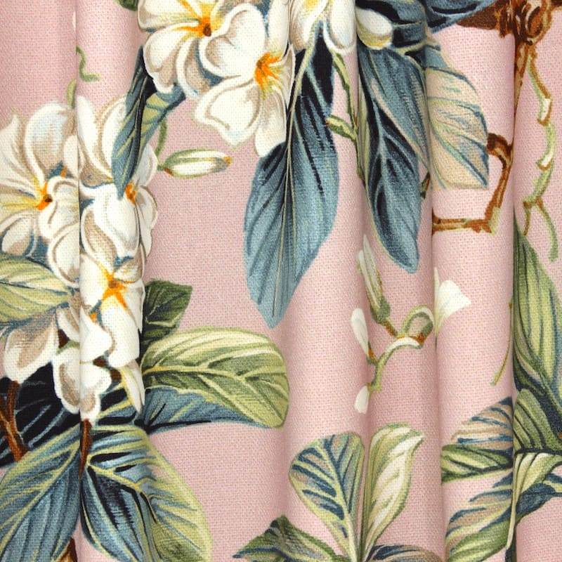Tissu coton émerisé floral - rose
