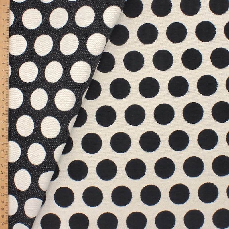 Omkeerbare stof in katoen en polyester - ecru en zwart