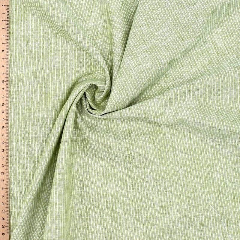 Gestreepte stof in linnen en katoen -  groen