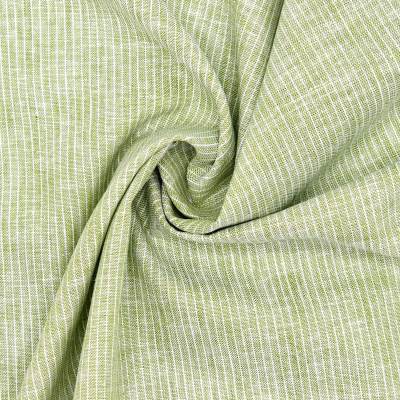 Striped fabric in linen and cotton - green