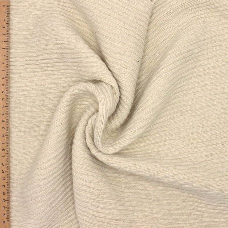 Jacquard fabric in wool and cotton - ecru 