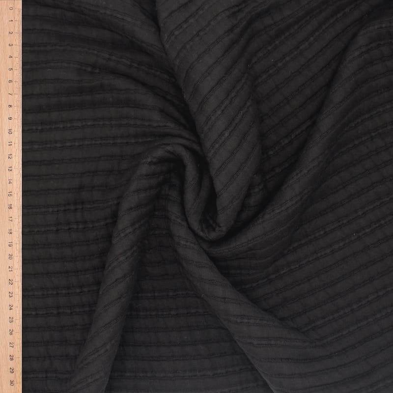 Tissu coton aspect matelassé - noir