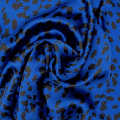 Polyester stof met dierenprint - blauw