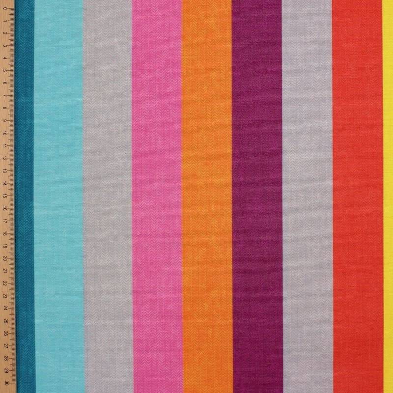Coated striped fabric in cotton and polyester - multicolored
