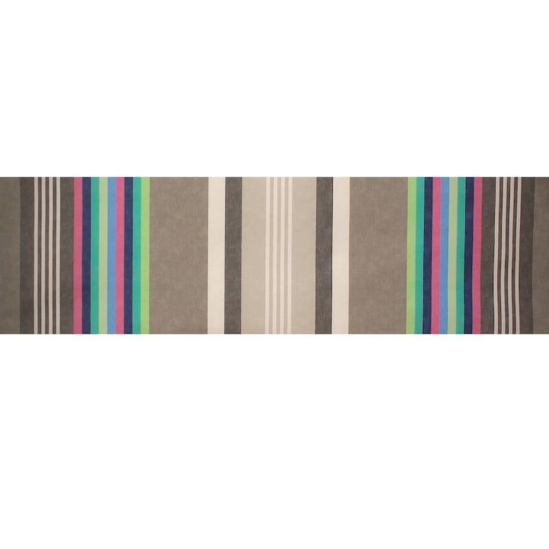 Coated striped fabric in cotton and polyester - grey