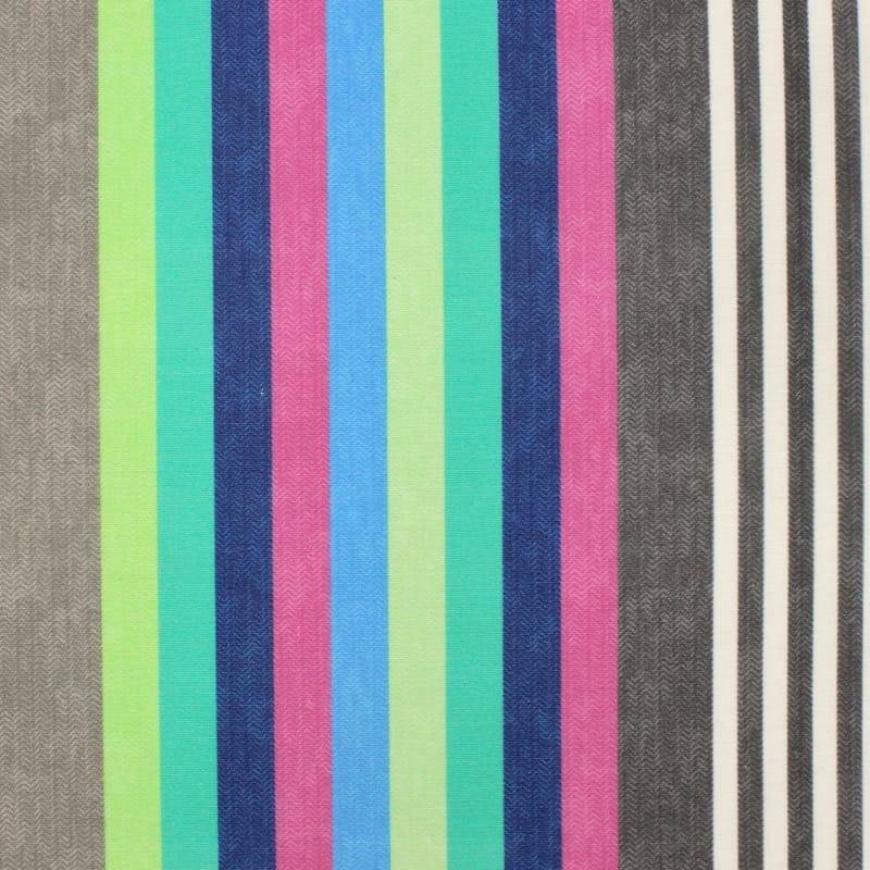 Coated striped fabric in cotton and polyester - grey