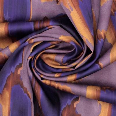 Cotton satin fabric with graphic print - multicolored 