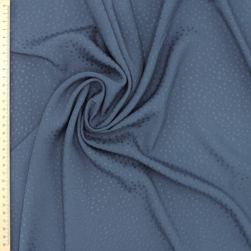 Viscose jacquard fabric with dots - blue