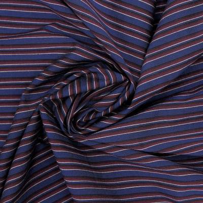 Striped fabric 100% cotton - burdongy and navy blue 