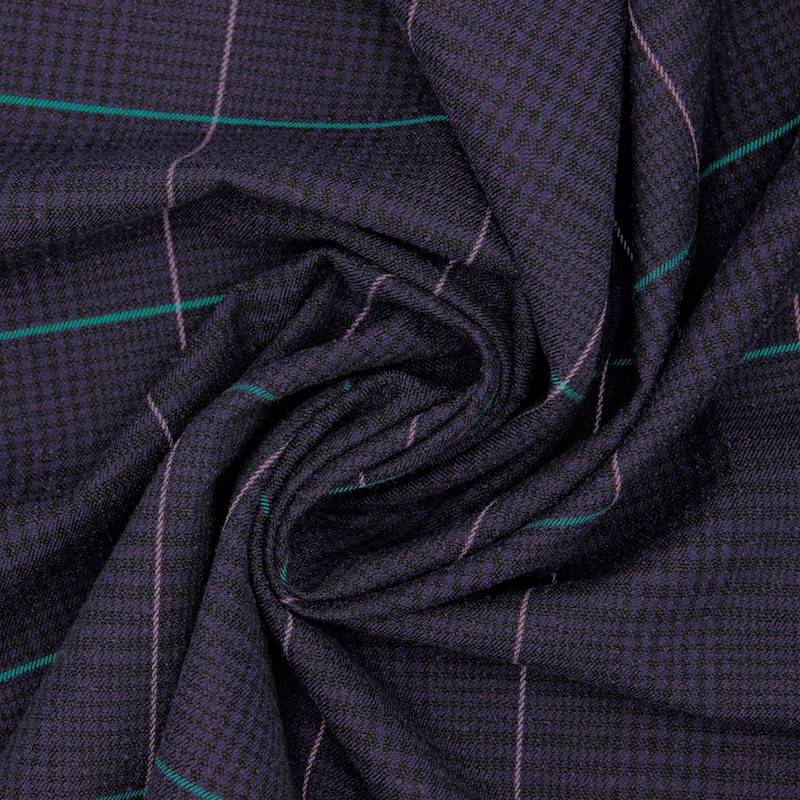 Checkered fabric 100% cotton - navy blue 
