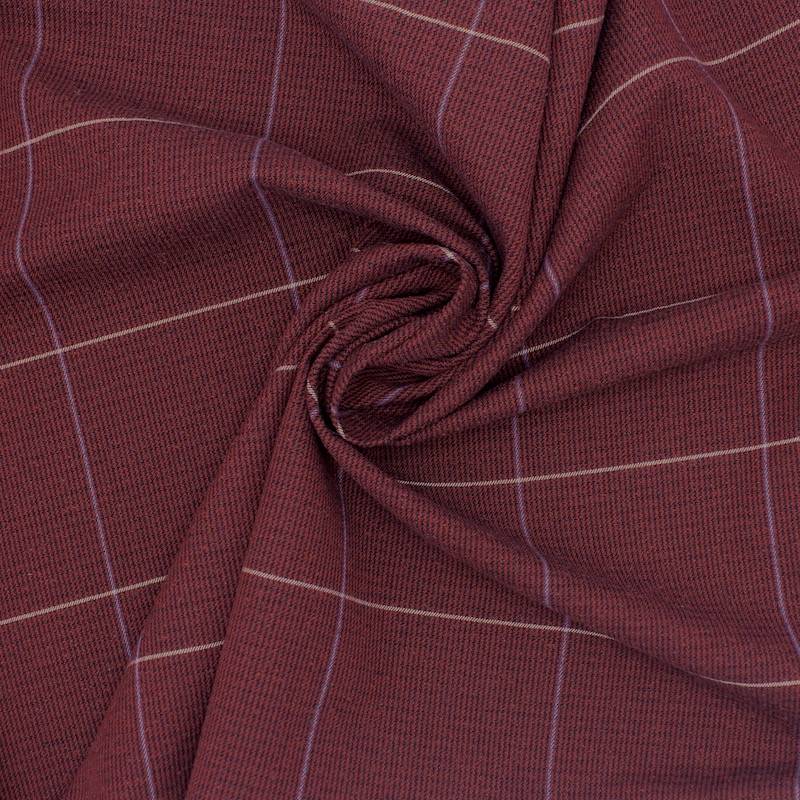 Checkered fabric 100% cotton - burgondy 