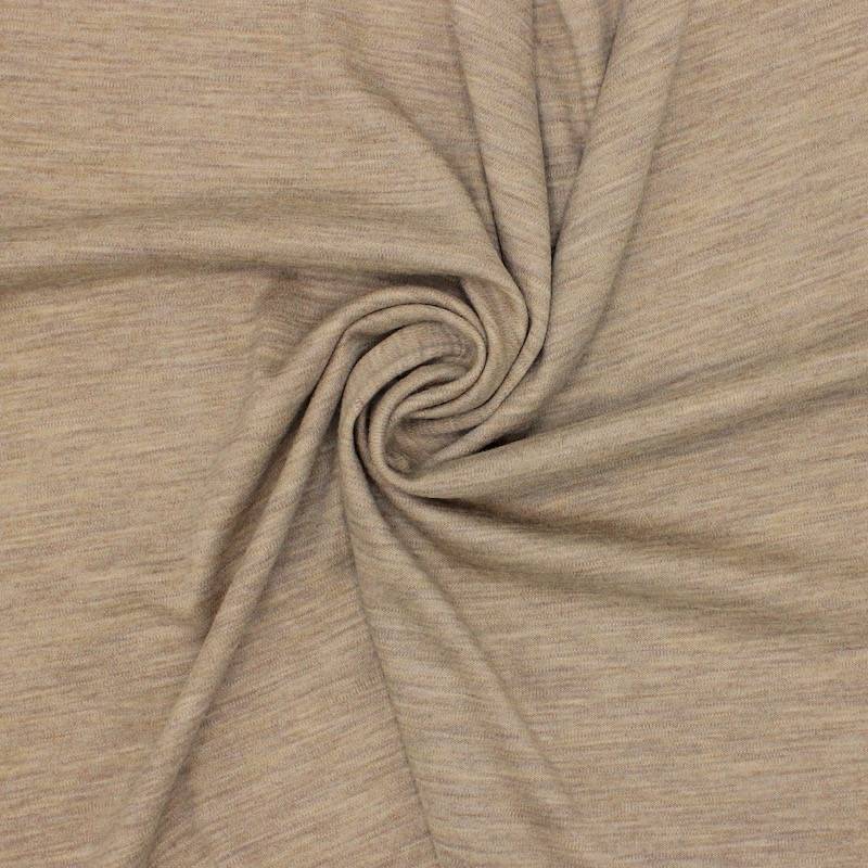 Marbled wool jersey fabric - beige 