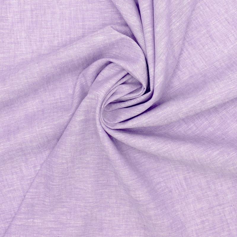 Fabric in linen and cotton - plain parme 