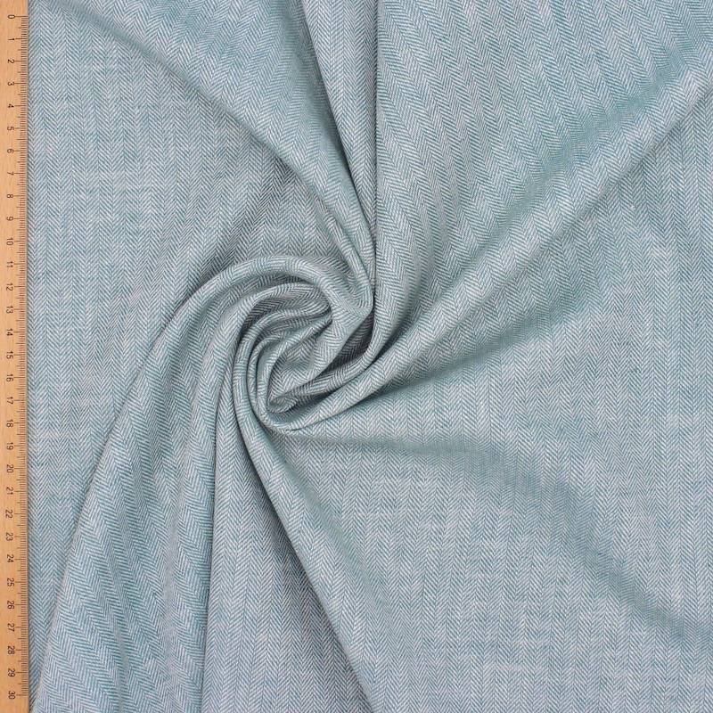 Fabric in linen and cotton with herringbone pattern - green 