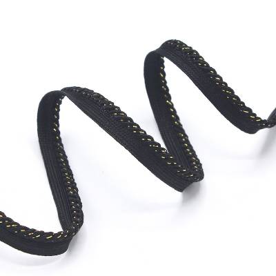 Braided pipping cord - black and gold