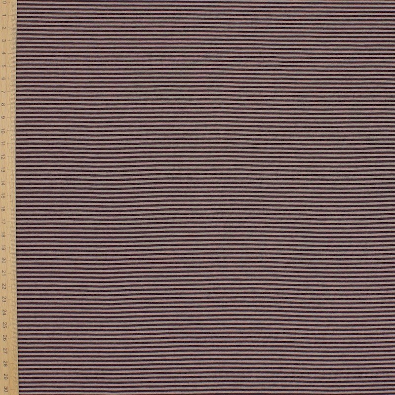 Jersey fabric with brown stripes