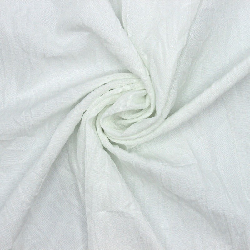 Polyester fabric with crumpled aspect - white