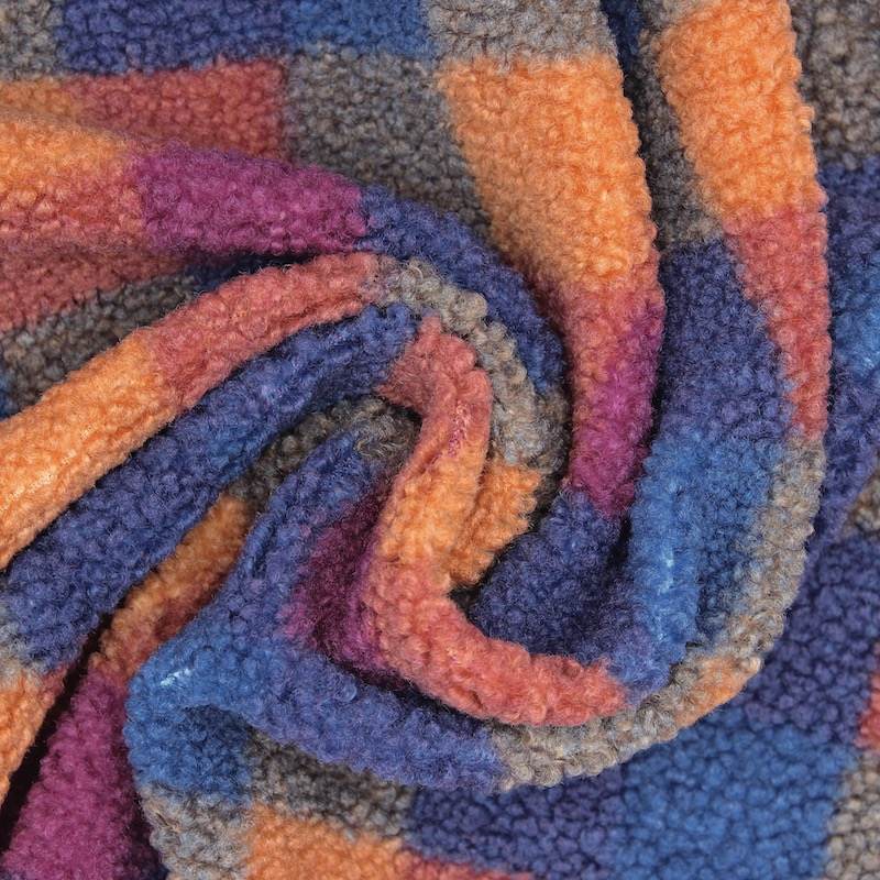 Checkered Bouclé Teddy fabric - multicolored