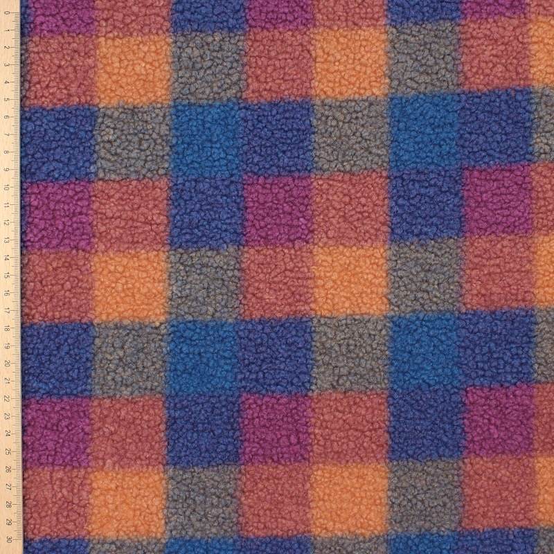 Checkered Bouclé Teddy fabric - multicolored