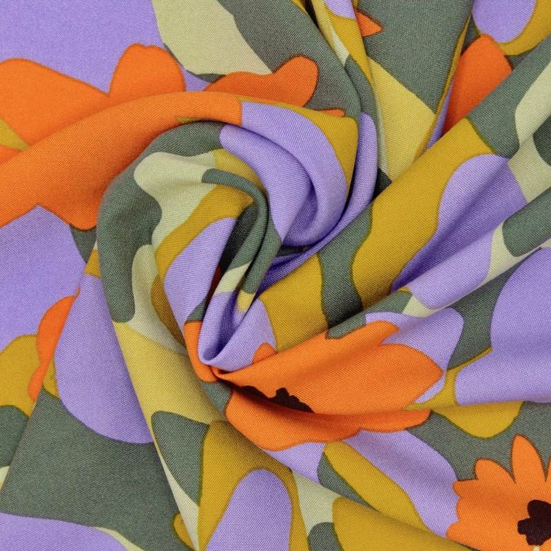 Tissu 100% viscose fleurs - multicolore