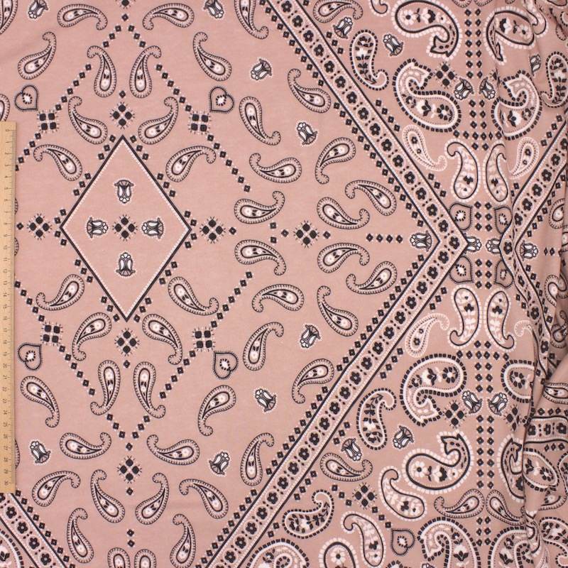 Jersey panel with paisley pattern - beige