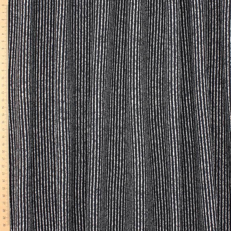 Viscose and linen striped fabric - black