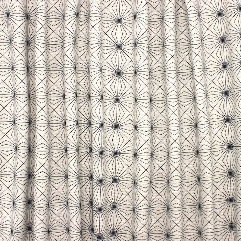 Viscose and linen fabric with graphic print - off-white