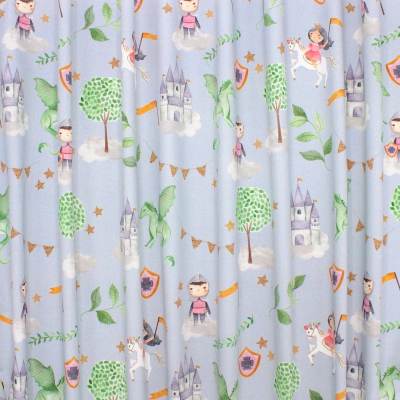 Cotton fabric with princesses - grey