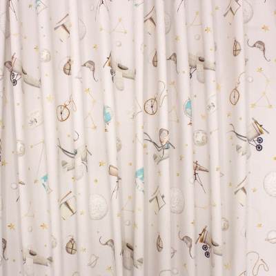 Cotton fabric with planes - beige