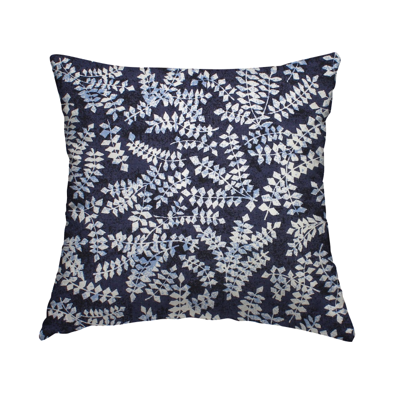 Cotton fabric with foliage - navy blue