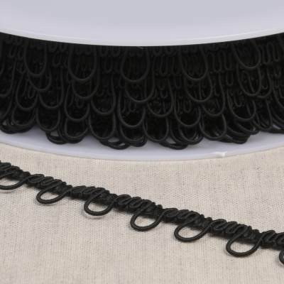 Elastic buttonhole braid trim - black 