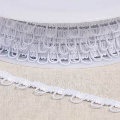 Elastic buttonhole braid trim - white