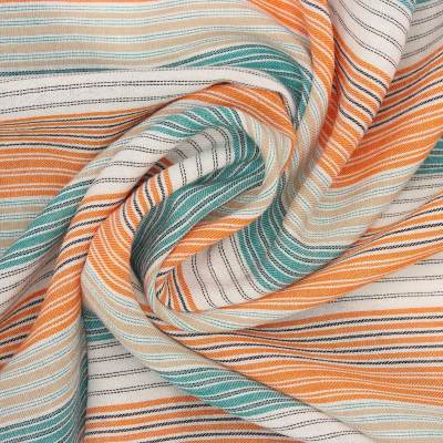 Striped fabric in viscose and linen - multicolored