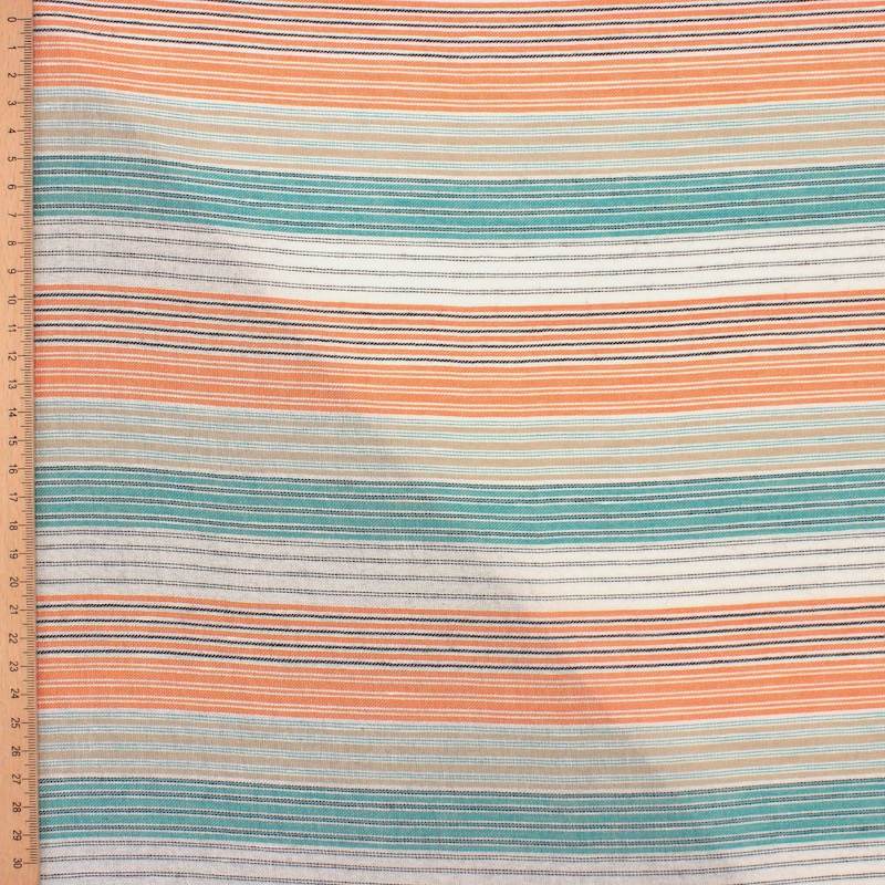 Striped fabric in viscose and linen - multicolored